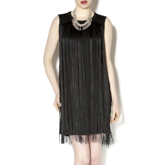 Gracia Dresses & Skirts - NWT! Gracia Black Fringe Fitted Bodycon Dress with Pockets
